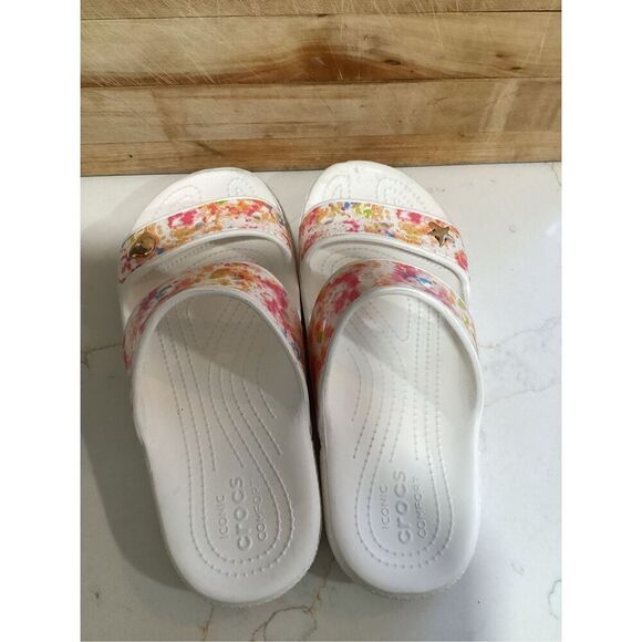 Crocs Classic Tie-Dye Graphic Clogs with Jibbitz Sz 9 - Picture 3 of 7